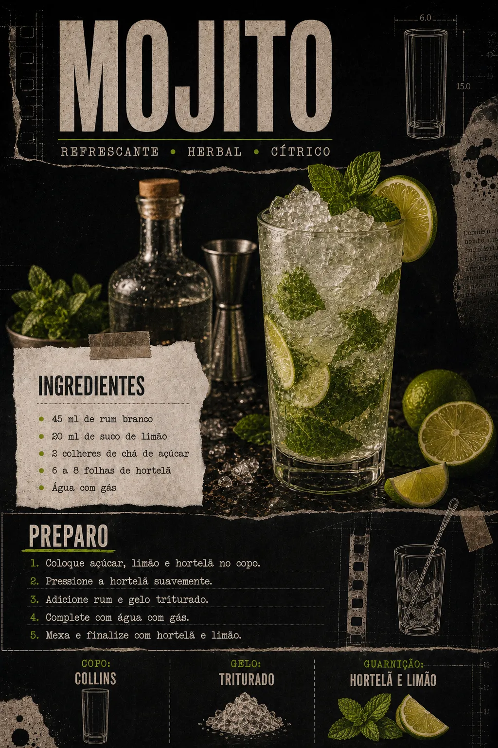Ficha visual do drink Mojito