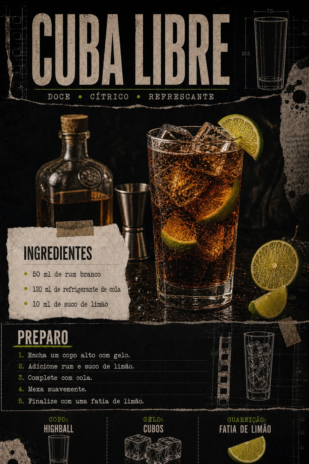 Ficha visual do drink Cuba Libre