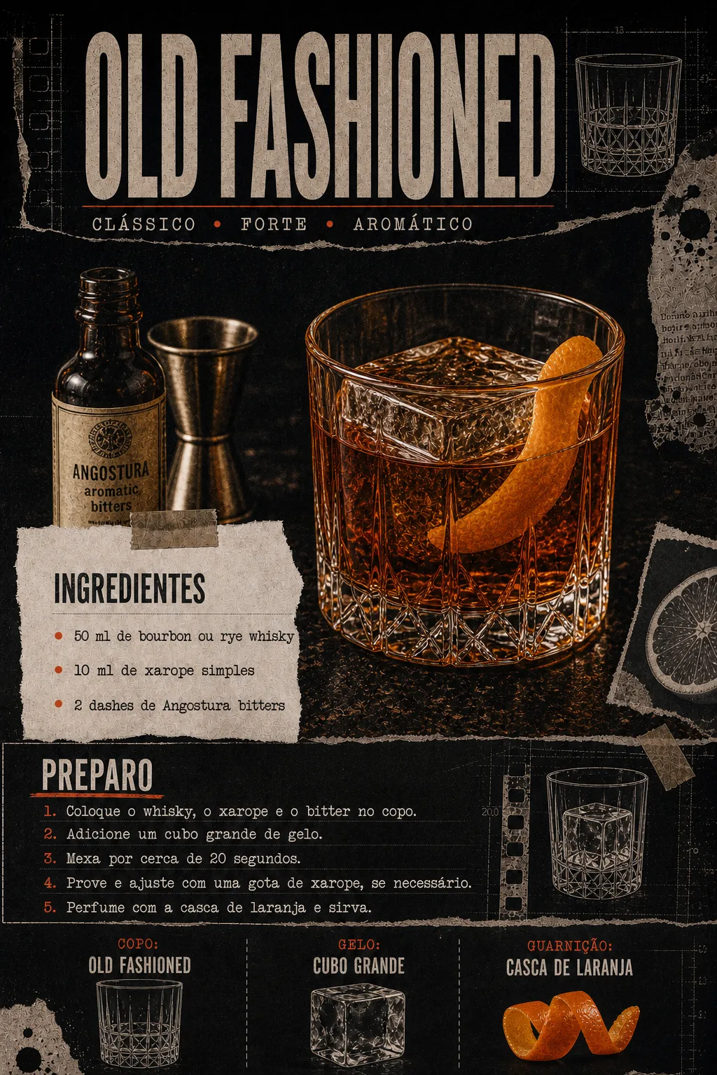 Ficha visual do drink Old Fashioned