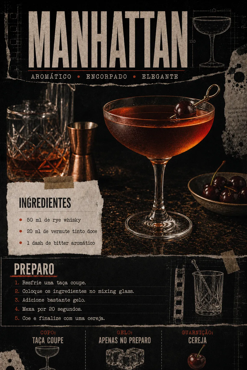 Ficha visual do drink Manhattan